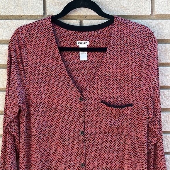 DKNY Button Front V-Neck Sleepshirt Sz M - Picture 2 of 9